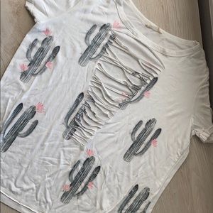 Phil Love (boutique brand) Cactus Tee w/ ripped V